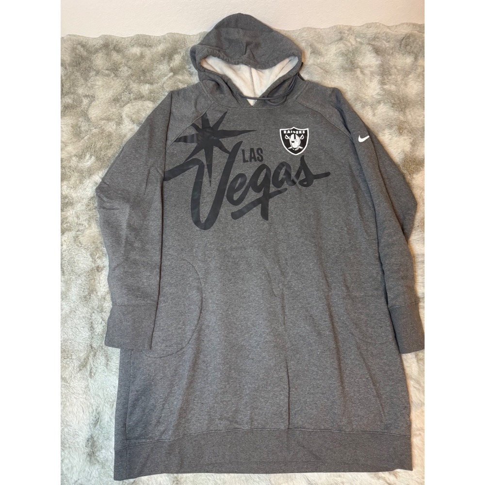 Nike NFL Las Vegas Raiders Hoodie Dress Gray Fleece XL Longline Sweatshirt-0741